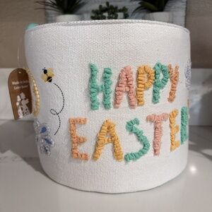 Happy Easter Embroidered Large Easter Basket
